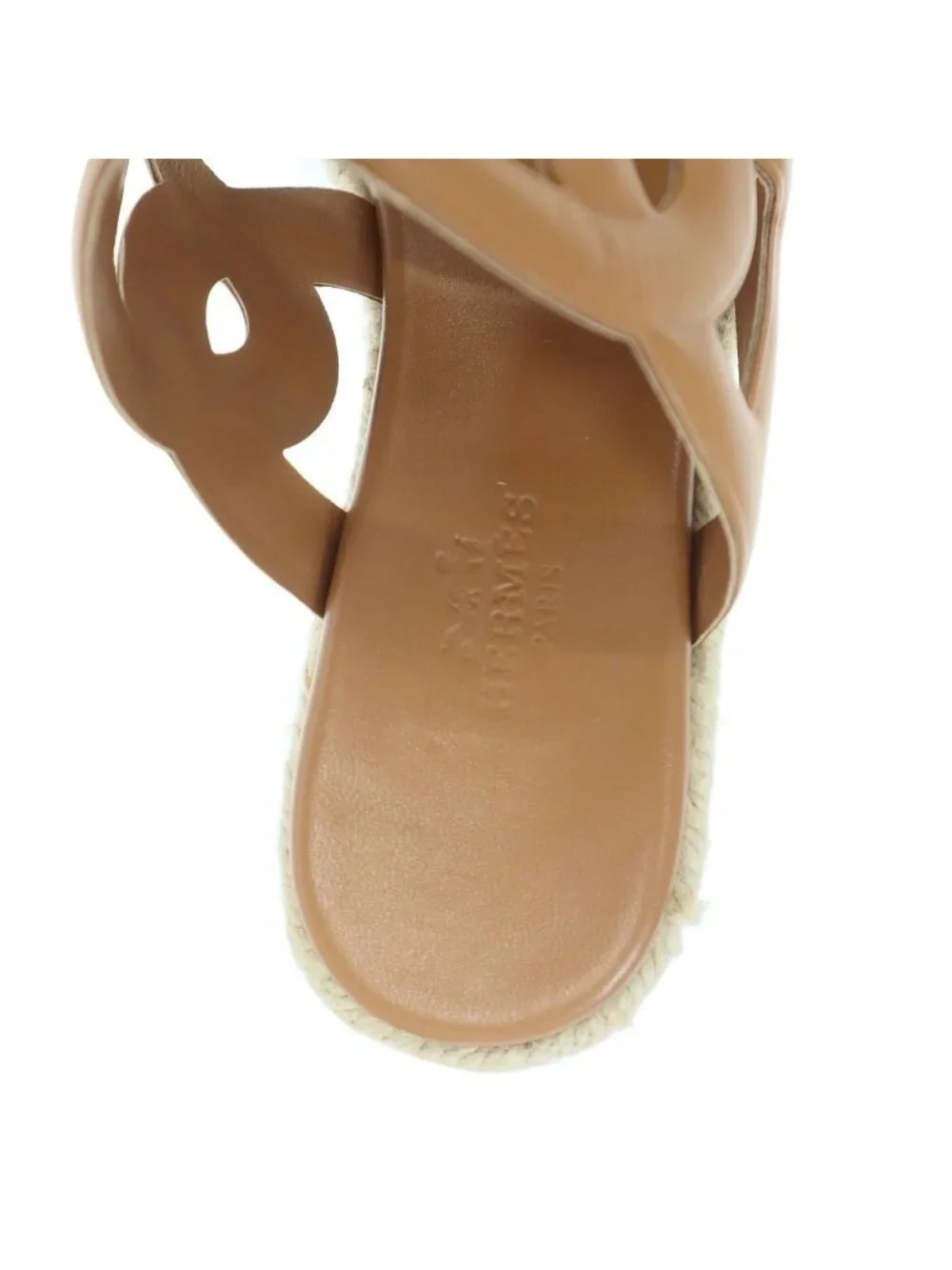 Hermes Ithea Espadrille Chaine D'ancre Leather Sandals Brown